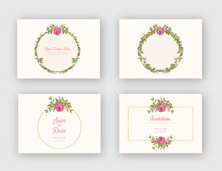 Elegant wedding card & invitation card with beautiful floral frame set 2 in 1 template