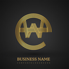 Letter WE logo design circle G shape. Elegant golden colored, symbol for your business name or company identity.