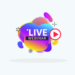 Live Webinar Button, icon, emblem label gradient Vector illustration flat linear badge and banner, scroll, sticker, ribbon, embem, poster.