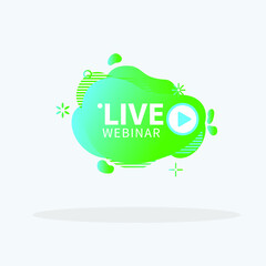 Live Webinar Button, icon, emblem label gradient Vector illustration flat linear badge and banner, scroll, sticker, ribbon, embem, poster.