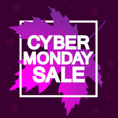 Cyber Monday Sale, poster design template, Fall offer, vector illustration
