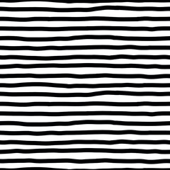 Fototapeta premium Hand drawn black art brush striped seamless pattern