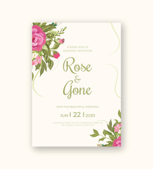 Elegant wedding card & invitation card with beautiful floral frame template