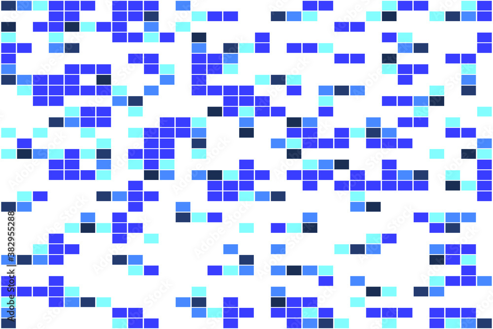 Poster abstract blue and white background with squares and pattern
