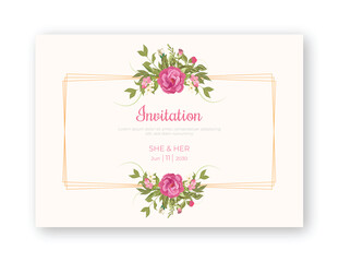 Vintage floral frame with beautiful wedding card & invitation card template