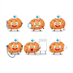 Doctor profession emoticon with bun bread cartoon character