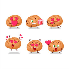 Bun bread cartoon character with love cute emoticon