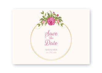 Vintage pink floral frame with beautiful wedding card & invitation card template