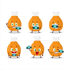 Photographer profession emoticon with chicken thighs cartoon character