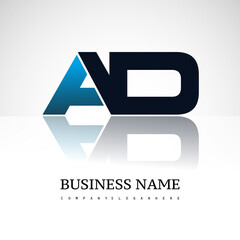 AD company linked letter logo icon blue and black