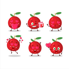 Cranberry cartoon character with love cute emoticon