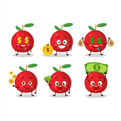 Cranberry cartoon character with cute emoticon bring money