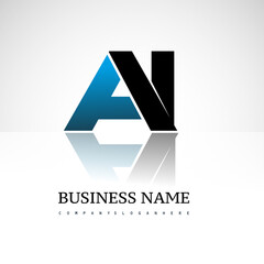 AI company linked letter logo icon blue and black