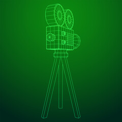 Polygonal camera projector. Movie time. Show film cinema festival concept.