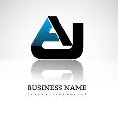 AJ company linked letter logo icon blue and black