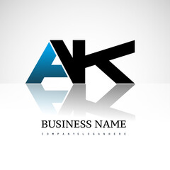 AK company linked letter logo icon blue and black