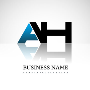 AH company linked letter logo icon blue and black