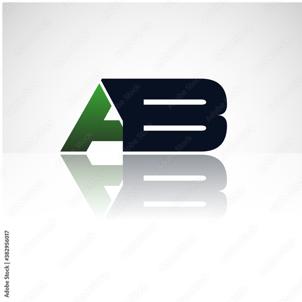 Wall mural ab company linked letter logo icon green and black