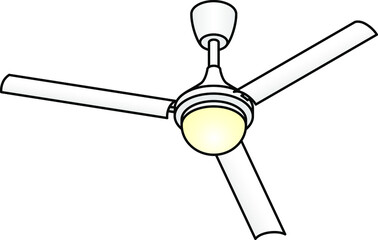 A domestic ceiling fan with an integrated lamp.