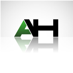 AH company linked letter logo icon green and black