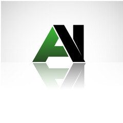 AI company linked letter logo icon green and black
