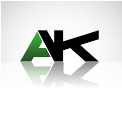 AK company linked letter logo icon green and black