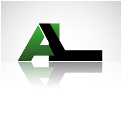 AL company linked letter logo icon green and black