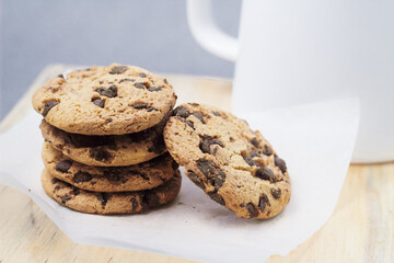 chocolate chip cookies and milk