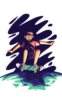 Skateboard Boy with Vector Graphic Illustration