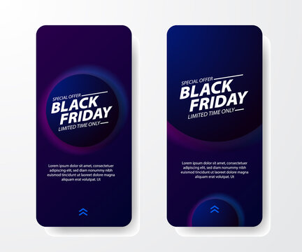 circle black friday neon color social media stories sale offer banner template