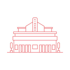 Obraz premium Cinema building line art illustration