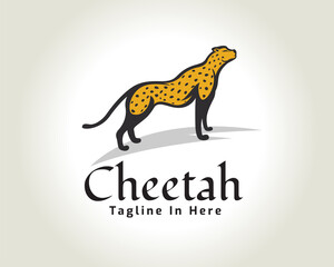 elegant stand yellow cat, lion, tiger, panther, cheetah logo symbol design illustration © ShiipArts