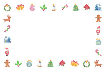 クリスマスのアイコン　水彩風　飾りフレーム
