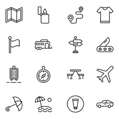 Travel set line icons