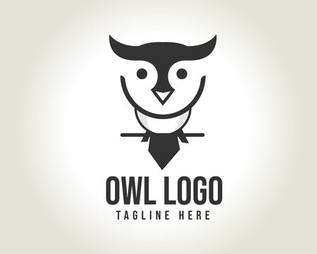 simply abstract black perch owl logo design symbol