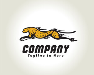 Fast speed jump, run yellow cat, lion, panther, cheetah, tiger art logo symbol design illustration © ShiipArts