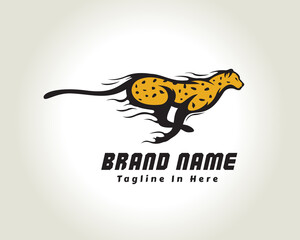 fast speed running yellow cat, tiger, panther, lion, cheetah logo, symbol design illustration © ShiipArts