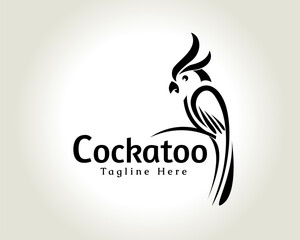 abstract line art cockatoo, parrots perch logo symbol icon design illustration © ShiipArts