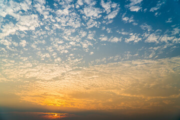 colorful dramatic sky with cloud at sunset
