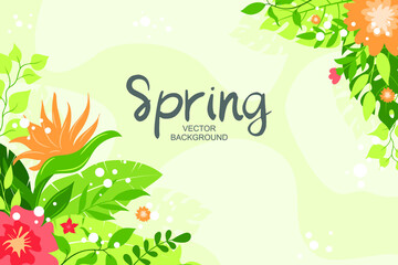 Cute Colorful tropical leaves spring background, simple and trendy with flat style  © Astira