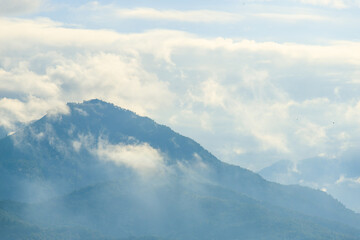 colorful dramatic sky with cloud at sunset