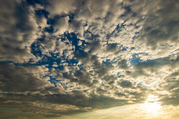 colorful dramatic sky with cloud at sunset