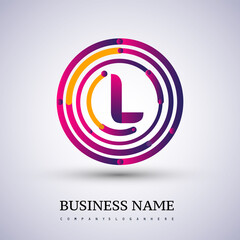 Letter L vector logo symbol in the colorful circle thin line. Design for your business or company identity.