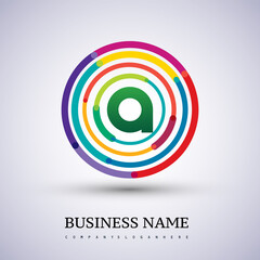 Letter A vector logo symbol in the colorful circle thin line. Design for your business or company identity.