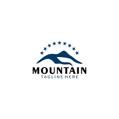 Mountain Star logo template  Simple Monoline Line Art
