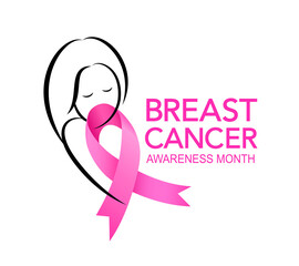 Pink ribbon symbol graphic design. Breast Cancer Awareness Month Campaign. Icon design. For poster, banner and t-shirt. Vector Illustration.