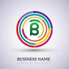 Letter B vector logo symbol in the colorful circle thin line. Design for your business or company identity.