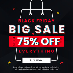 Big sale banner for black friday with bag icon