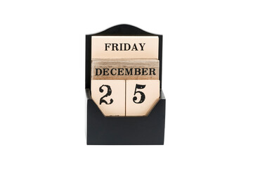 Christmas date on wooden calendar