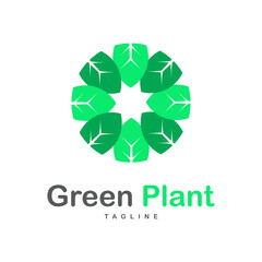 Eco Green Organic Oak Plant Logotype concept icon.
